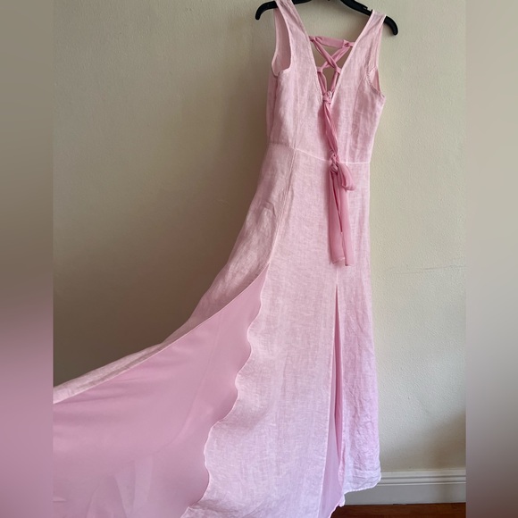 NWT $ 695 120% Lino Design Italy Light Pink Maxi Dress Size XS / 40 - Picture 7 of 12